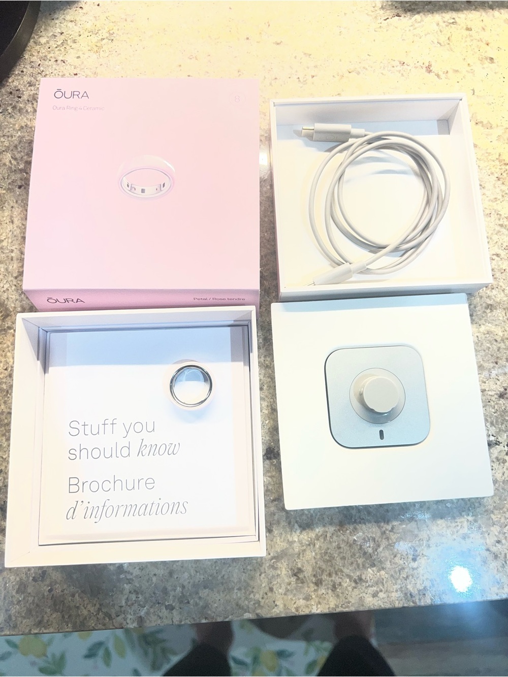 Gently used Oura Ring 4 with Charger and Box - Petal Size 8